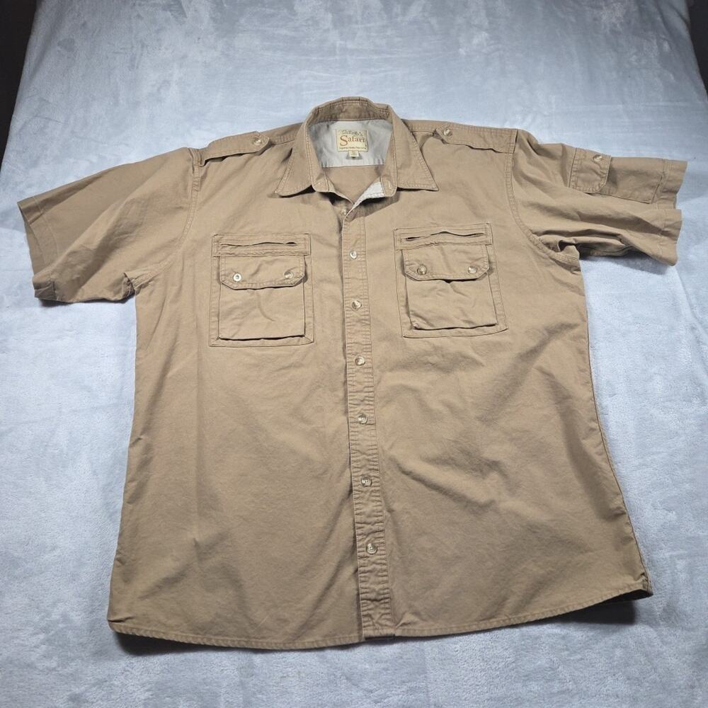 Cabela's Safari Series Shirt Men's Sz XL Tall Khaki Short Sleeve Utility Casual